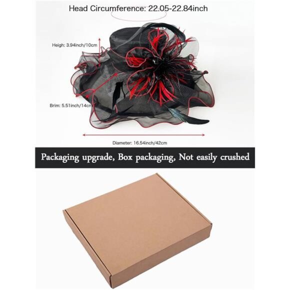Women Organza Church Tea Party Hats Floral Black Red main image 6
